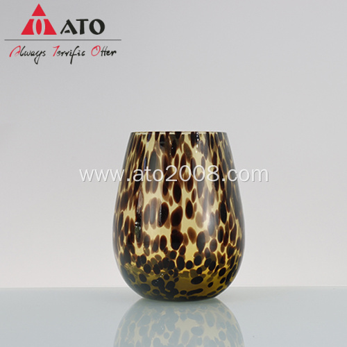 Leopard patterns glass cup for milk tea beer